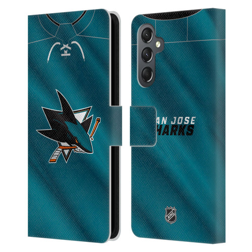 NHL San Jose Sharks Jersey Leather Book Wallet Case Cover For Samsung Galaxy A25 5G
