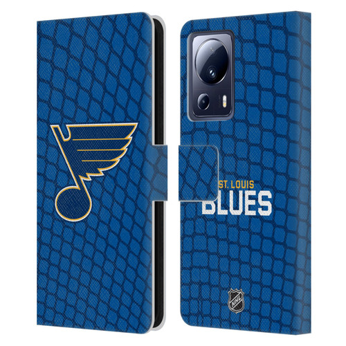 NHL St Louis Blues Net Pattern Leather Book Wallet Case Cover For Xiaomi 13 Lite 5G