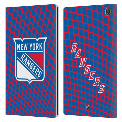 NHL New York Rangers Net Pattern Leather Book Wallet Case Cover For Amazon Fire Max 11 2023