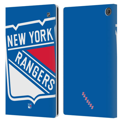 NHL New York Rangers Oversized Leather Book Wallet Case Cover For Amazon Fire Max 11 2023
