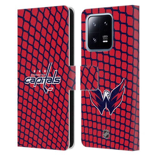 NHL Washington Capitals Net Pattern Leather Book Wallet Case Cover For Xiaomi 13 Pro 5G