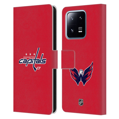 NHL Washington Capitals Plain Leather Book Wallet Case Cover For Xiaomi 13 Pro 5G