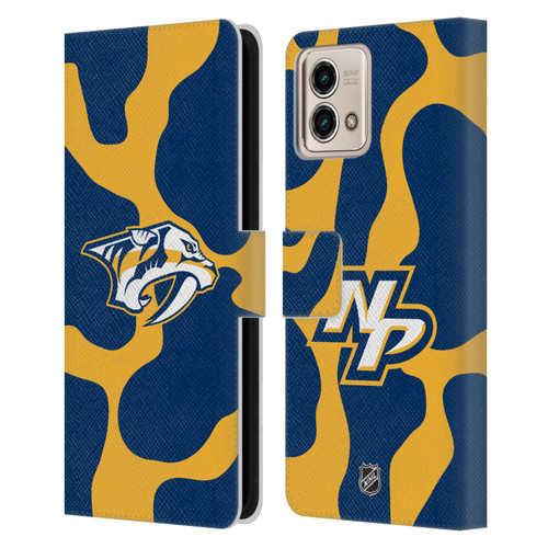 NHL Nashville Predators Cow Pattern Leather Book Wallet Case Cover For Motorola Moto G Stylus 5G 2023