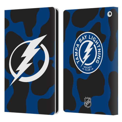 NHL Tampa Bay Lightning Cow Pattern Leather Book Wallet Case Cover For Amazon Fire HD 8/Fire HD 8 Plus 2020