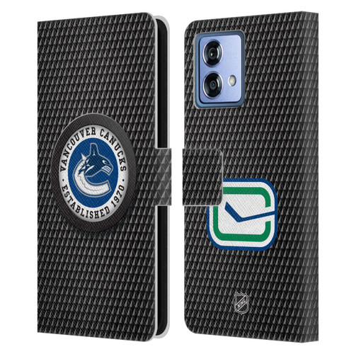 NHL Vancouver Canucks Puck Texture Leather Book Wallet Case Cover For Motorola Moto G84 5G