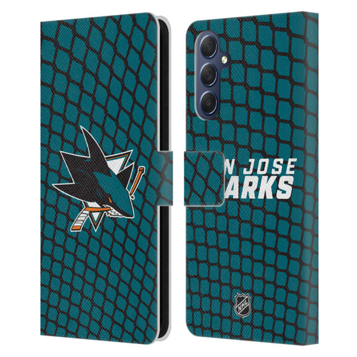NHL San Jose Sharks Net Pattern Leather Book Wallet Case Cover For Samsung Galaxy M54 5G
