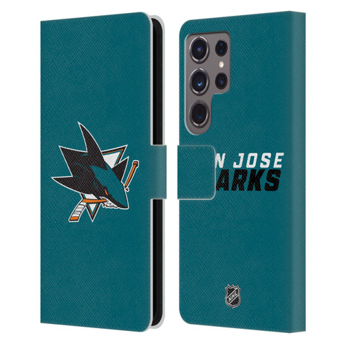 NHL San Jose Sharks Plain Leather Book Wallet Case Cover For Samsung Galaxy S24 Ultra 5G