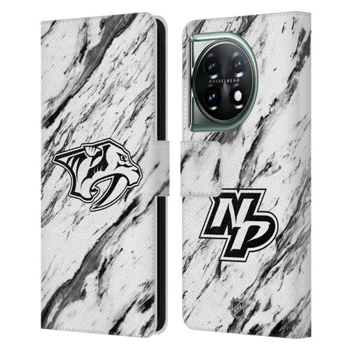 NHL Nashville Predators Marble Leather Book Wallet Case Cover For OnePlus 11 5G