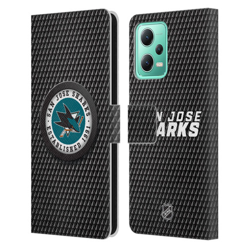 NHL San Jose Sharks Puck Texture Leather Book Wallet Case Cover For Xiaomi Redmi Note 12 5G