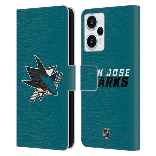 NHL San Jose Sharks Plain Leather Book Wallet Case Cover For Xiaomi Redmi Note 12T