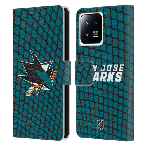NHL San Jose Sharks Net Pattern Leather Book Wallet Case Cover For Xiaomi 13 5G