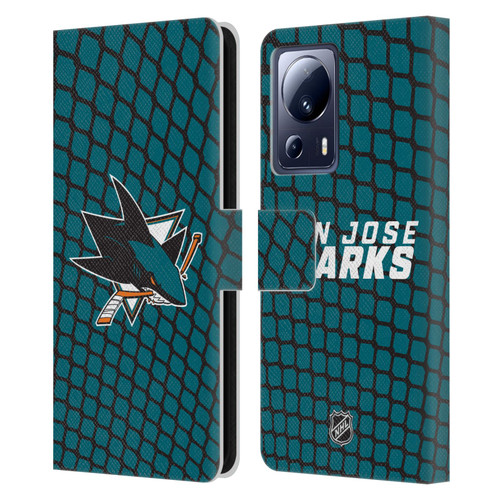 NHL San Jose Sharks Net Pattern Leather Book Wallet Case Cover For Xiaomi 13 Lite 5G
