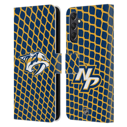 NHL Nashville Predators Net Pattern Leather Book Wallet Case Cover For Samsung Galaxy A24 4G / M34 5G