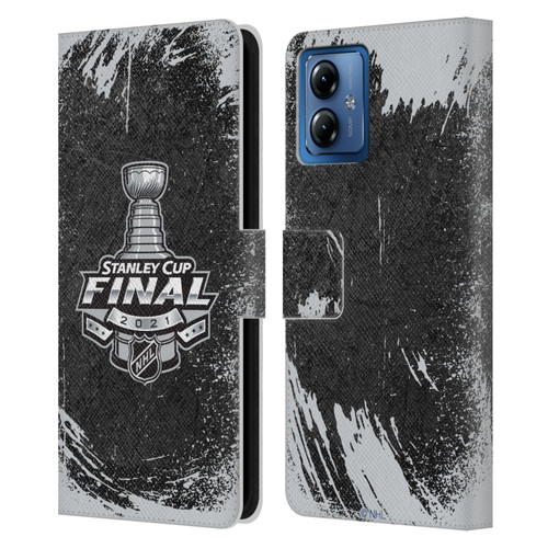 NHL 2021 Stanley Cup Final Distressed Leather Book Wallet Case Cover For Motorola Moto G14