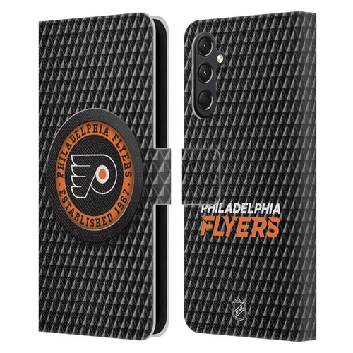 NHL Philadelphia Flyers Puck Texture Leather Book Wallet Case Cover For Samsung Galaxy A24 4G / M34 5G