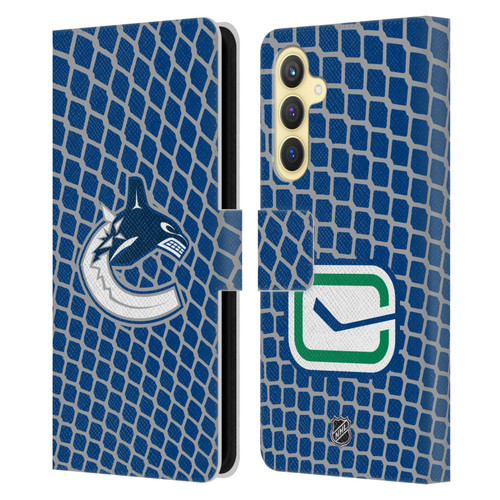 NHL Vancouver Canucks Net Pattern Leather Book Wallet Case Cover For Samsung Galaxy S23 FE 5G