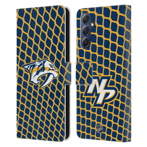NHL Nashville Predators Net Pattern Leather Book Wallet Case Cover For Samsung Galaxy M54 5G