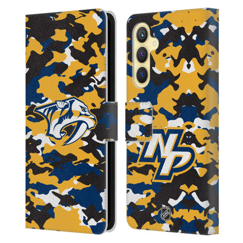 NHL Nashville Predators Camouflage Leather Book Wallet Case Cover For Samsung Galaxy S23 FE 5G