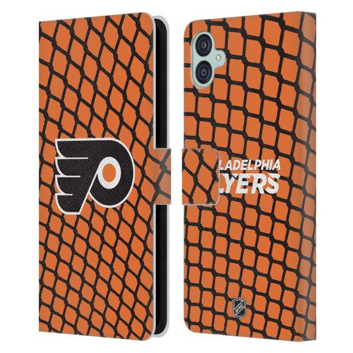 NHL Philadelphia Flyers Net Pattern Leather Book Wallet Case Cover For Samsung Galaxy M04 5G / A04e