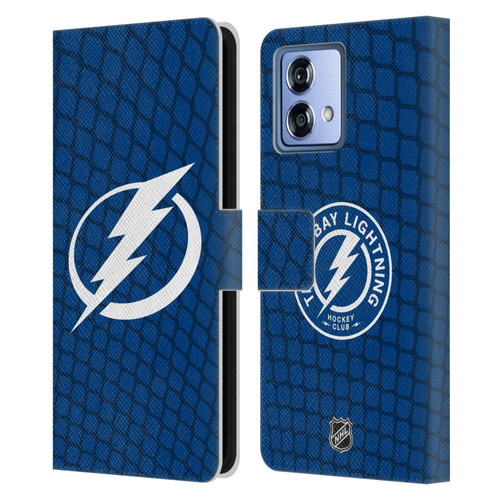 NHL Tampa Bay Lightning Net Pattern Leather Book Wallet Case Cover For Motorola Moto G84 5G