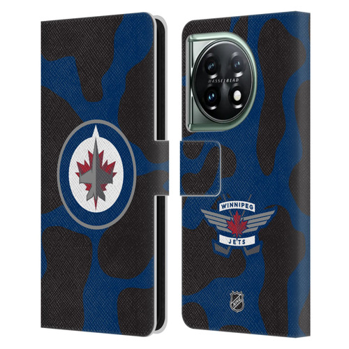 NHL Winnipeg Jets Cow Pattern Leather Book Wallet Case Cover For OnePlus 11 5G