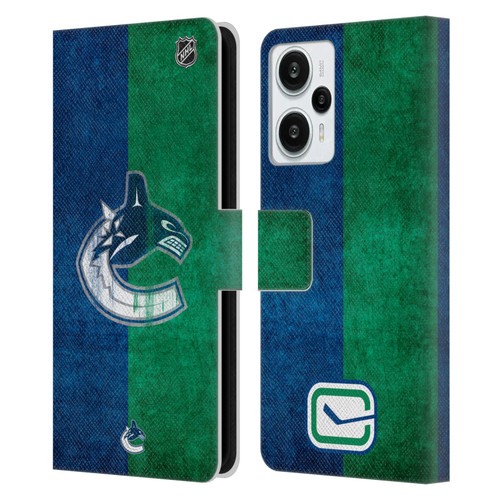 NHL Vancouver Canucks Half Distressed Leather Book Wallet Case Cover For Xiaomi Redmi Note 12T