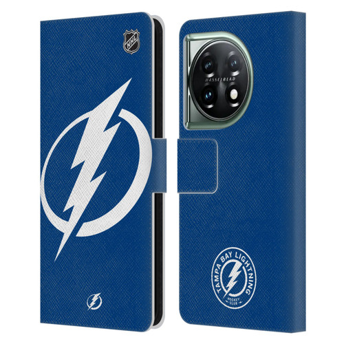 NHL Tampa Bay Lightning Oversized Leather Book Wallet Case Cover For OnePlus 11 5G