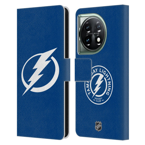NHL Tampa Bay Lightning Plain Leather Book Wallet Case Cover For OnePlus 11 5G