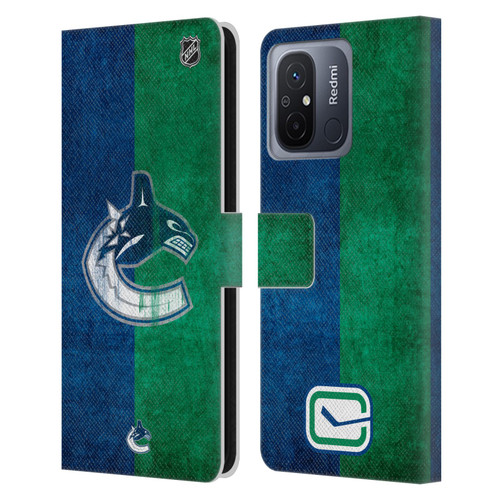 NHL Vancouver Canucks Half Distressed Leather Book Wallet Case Cover For Xiaomi Redmi 12C