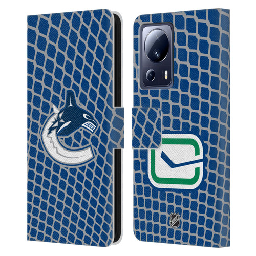 NHL Vancouver Canucks Net Pattern Leather Book Wallet Case Cover For Xiaomi 13 Lite 5G