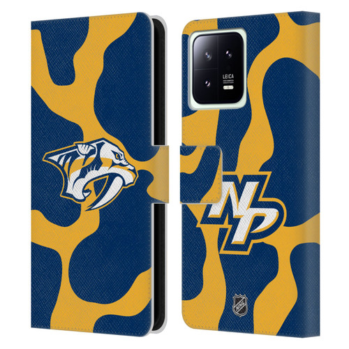 NHL Nashville Predators Cow Pattern Leather Book Wallet Case Cover For Xiaomi 13 5G