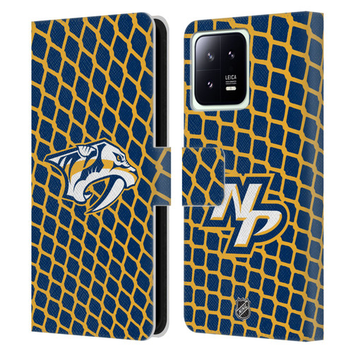 NHL Nashville Predators Net Pattern Leather Book Wallet Case Cover For Xiaomi 13 5G