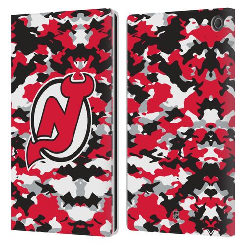 NHL New Jersey Devils Camouflage Leather Book Wallet Case Cover For Amazon Fire Max 11 2023