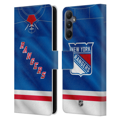 NHL New York Rangers Jersey Leather Book Wallet Case Cover For Samsung Galaxy A05s