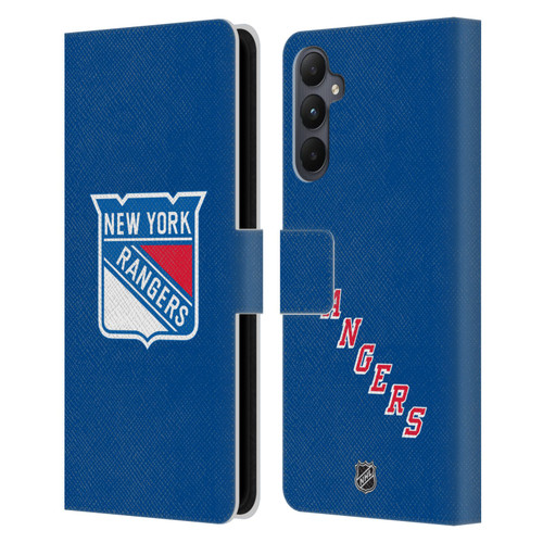 NHL New York Rangers Plain Leather Book Wallet Case Cover For Samsung Galaxy A05s