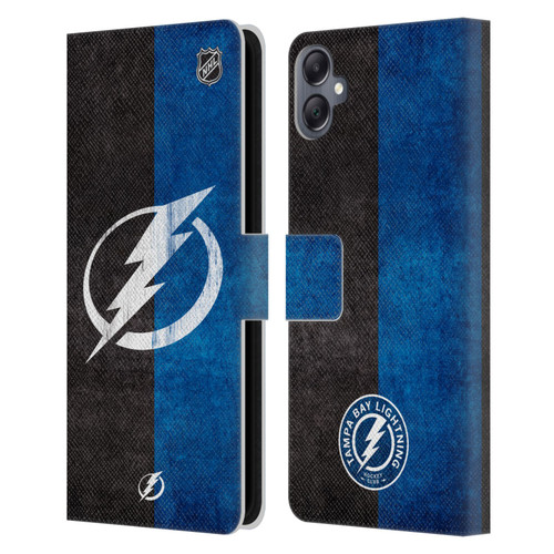 NHL Tampa Bay Lightning Half Distressed Leather Book Wallet Case Cover For Samsung Galaxy A05