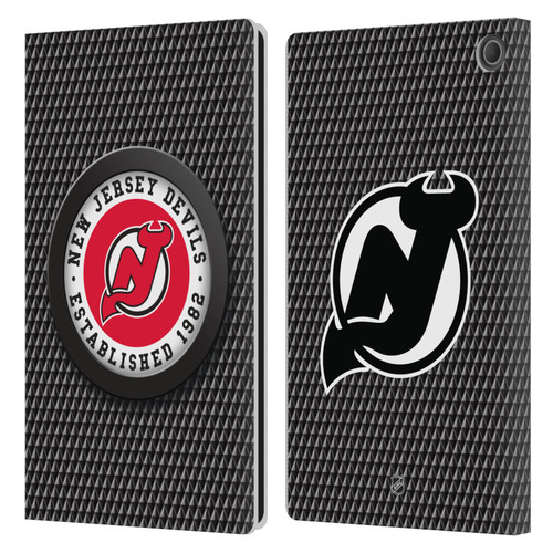 NHL New Jersey Devils Puck Texture Leather Book Wallet Case Cover For Amazon Fire Max 11 2023