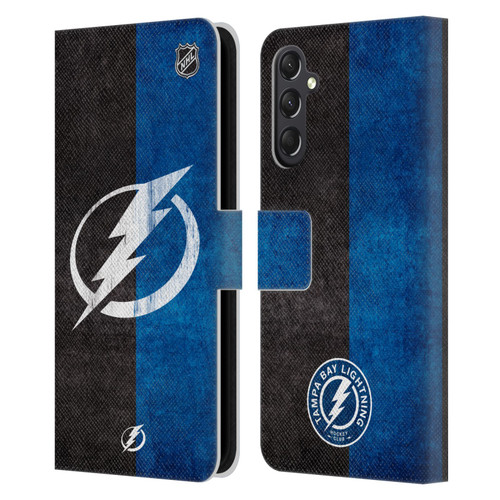NHL Tampa Bay Lightning Half Distressed Leather Book Wallet Case Cover For Samsung Galaxy A24 4G / M34 5G