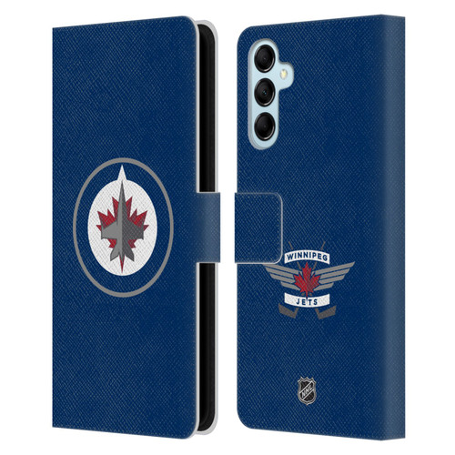 NHL Winnipeg Jets Plain Leather Book Wallet Case Cover For Samsung Galaxy M14 5G