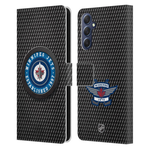 NHL Winnipeg Jets Puck Texture Leather Book Wallet Case Cover For Samsung Galaxy M54 5G