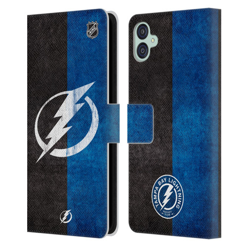 NHL Tampa Bay Lightning Half Distressed Leather Book Wallet Case Cover For Samsung Galaxy M04 5G / A04e