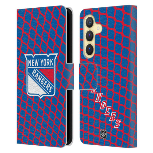 NHL New York Rangers Net Pattern Leather Book Wallet Case Cover For Samsung Galaxy S24 5G