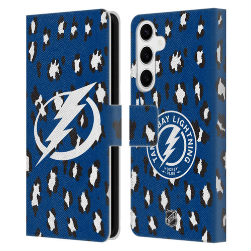 NHL Tampa Bay Lightning Leopard Patten Leather Book Wallet Case Cover For Samsung Galaxy S24+ 5G