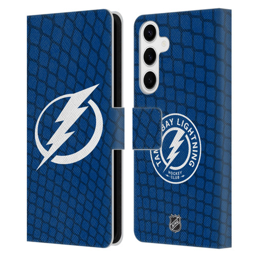 NHL Tampa Bay Lightning Net Pattern Leather Book Wallet Case Cover For Samsung Galaxy S24+ 5G