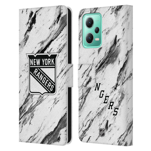 NHL New York Rangers Marble Leather Book Wallet Case Cover For Xiaomi Redmi Note 12 5G