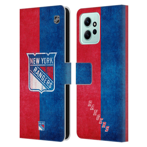 NHL New York Rangers Half Distressed Leather Book Wallet Case Cover For Xiaomi Redmi 12