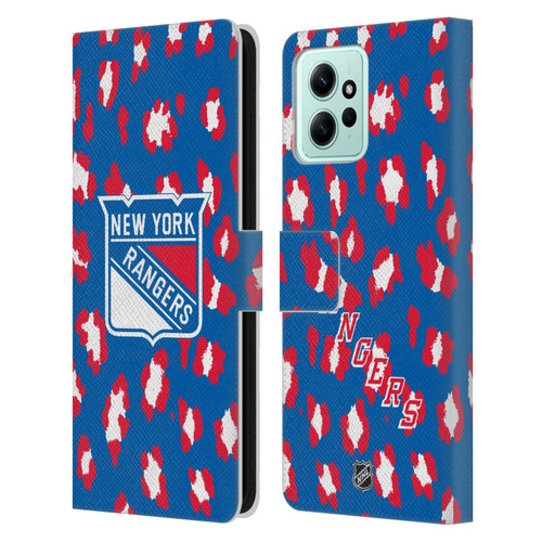 NHL New York Rangers Leopard Patten Leather Book Wallet Case Cover For Xiaomi Redmi 12