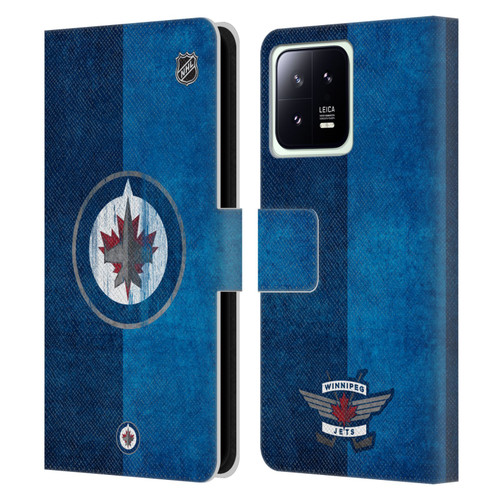 NHL Winnipeg Jets Half Distressed Leather Book Wallet Case Cover For Xiaomi 13 5G