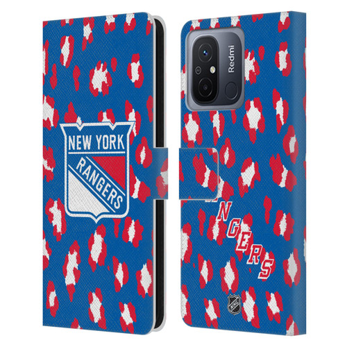NHL New York Rangers Leopard Patten Leather Book Wallet Case Cover For Xiaomi Redmi 12C