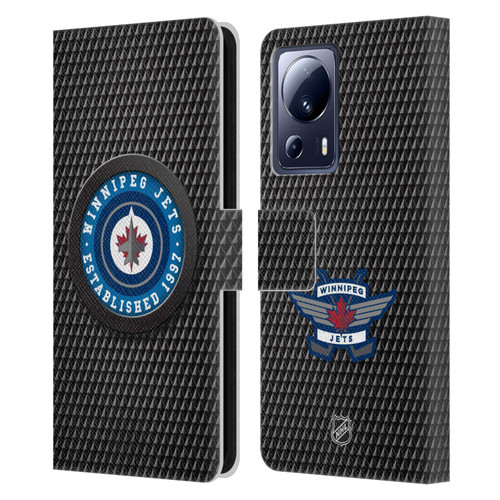 NHL Winnipeg Jets Puck Texture Leather Book Wallet Case Cover For Xiaomi 13 Lite 5G